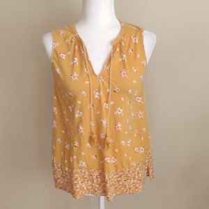 Lucky Brand orange print sleeveless pullover top Size M